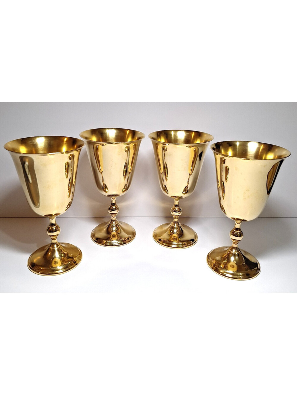 Vintage William Adams WA 24K Gold Plated Goblets Chalices Made in Italy Set of 4